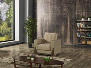 Fotoliu extensibil tapitat cu stofa Bugatti Crem