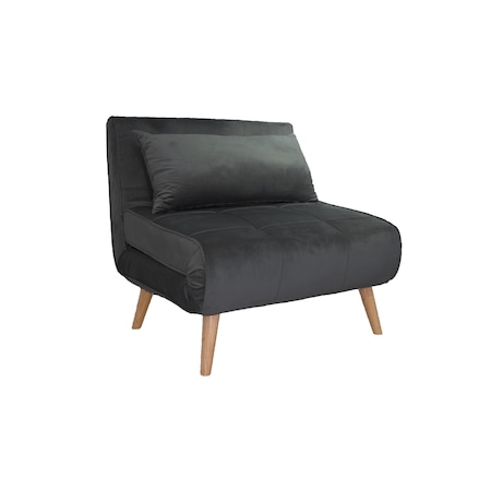 Fotoliu Extensibil Catifea Lounge Premium Velvet Dark Grey , 90x80 cm
